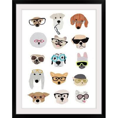 &Dogs with Glasses& Hanna Melin Graphic Art Print Winston Porter Format: Black Frame, Size: 32x22 H x 26x22 W x 1x22 D QGT4_K8UGW74